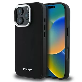   DKNY DKHMP16LPSCMCLK iPhone 16 Pro 6.3" tok, fekete Plain Silver Logo MagSafe