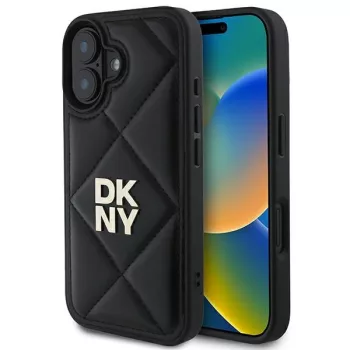   DKNY DKHCP16SPQDSLK iPhone 16 6.1" tok, fekete Quilted Stack Logo