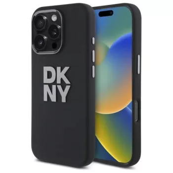   DKNY DKHCP16LSMCBSK iPhone 16 Pro 6.3", tok, fekete Liquid Silicone Metal Logo