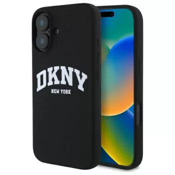   DKNY DKHMP16SSNYACH iPhone 16 6.1", tok, fekete Silicone White Printed Logo MagSafe