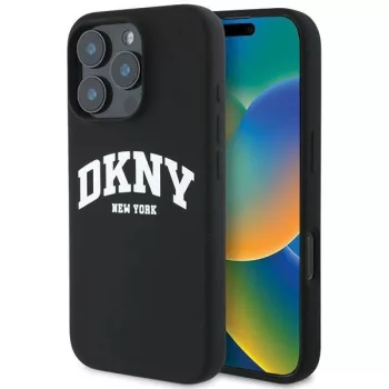   DKNY DKHMP16LSNYACH iPhone 16 Pro 6.3" tok, fekete Silicone White Printed Logo MagSafe