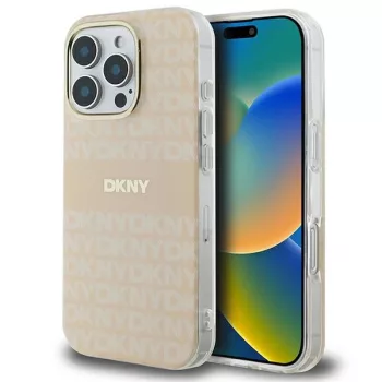   DKNY DKHMP16LHRHSEP iPhone 16 Pro 6.3" tok, rózsaszín hardcase Repeat texture patern & Stripe MagSafe
