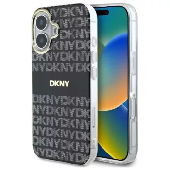   DKNY DKHMP16SHRHSEK iPhone 16 6.1", tok, fekete Repeat Texture Pattern With Stripe