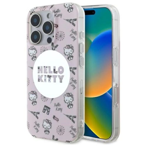Hello Kitty HKHMP16XHAOPP iPhone 16 Pro Max 6,9" tok, rózsaszín hardcase IML All Over Paris Magsafe