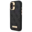 Guess GUHMP16SU4GPRK iPhone 16 6.1" tok, fekete 4G Logo Plate MagSafe