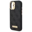 Guess GUHMP16SU4GPRK iPhone 16 6.1" tok, fekete 4G Logo Plate MagSafe