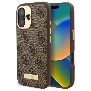   Guess GUHMP16SU4GPRW iPhone 16 6.1" tok, barna hardcase 4G Logo Plate MagSafe