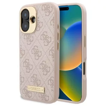   Guess GUHMP16SU4GPRP iPhone 16 6.1" tok, rózsaszín hardcase 4G Logo Plate MagSafe