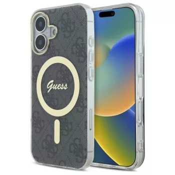   Guess GUHMP16SH4STK iPhone 16 6.1" tok, fekete IML 4G MagSafe