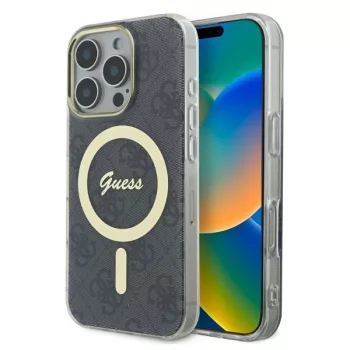   Guess GUHMP16LH4STK iPhone 16 Pro 6.3" tok, fekete IML 4G MagSafe