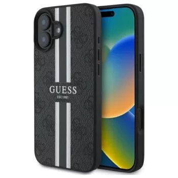   Guess GUHMP16SP4RPSK iPhone 16 6.1", tok, fekete 4G Printed Stripes MagSafe