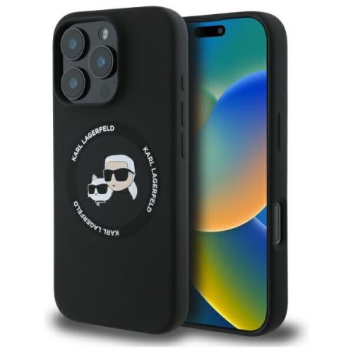 Karl Lagerfeld KLHMP16XSKCHTCK iPhone 16 Pro Max 6.9" hardcase Silicone Karl&Choupette Heads Ring MagSafe tok, fekete