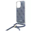 Guess GUHCP16LHC4SEB iPhone 16 Pro 6.3", tok, kék hardcase Crossbody Cord 4G Print