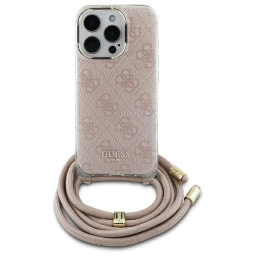 Guess GUHCP16SHC4SEP iPhone 16 6.1", tok, rózsaszín hardcase Crossbody Cord 4G Print