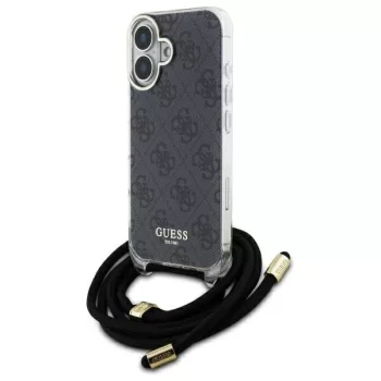   Guess GUHCP16SHC4SEK iPhone 16 6.1", tok, fekete Crossbody Cord 4G Print