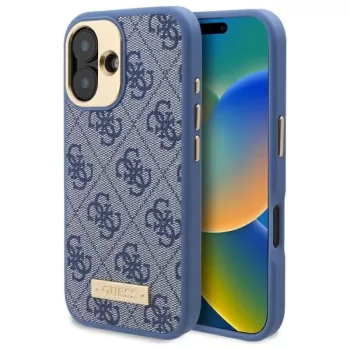   Guess GUHMP16SU4GPRB iPhone 16 6.1" tok, kék hardcase 4G Logo Plate MagSafe