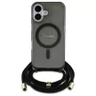 Guess GUHMP16SHCTSGNSK iPhone 16 6.1", tok, fekete Crossbody Cord Script MagSafe
