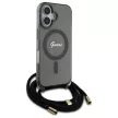 Guess GUHMP16SHCTSGNSK iPhone 16 6.1", tok, fekete Crossbody Cord Script MagSafe