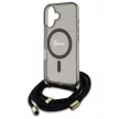 Guess GUHMP16SHCTSGNSK iPhone 16 6.1", tok, fekete Crossbody Cord Script MagSafe