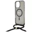 Guess GUHMP16LHCTSGNSK iPhone 16 Pro, 6.3" tok, fekete Crossbody Cord Script MagSafe