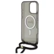 Guess GUHMP16LHCTSGNSK iPhone 16 Pro, 6.3" tok, fekete Crossbody Cord Script MagSafe