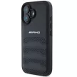 AMG AMHCP16SGSEBK iPhone 16, 6.1" tok, fekete Leather Debossed Lines tok, fekete Logo