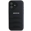 AMG AMHCP16SGSEBK iPhone 16, 6.1" tok, fekete Leather Debossed Lines tok, fekete Logo