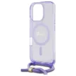 Guess GUHMP16LHCTSGNSU iPhone 16 Pro, 6.3" tok, lila hardcase Crossbody Cord Script MagSafe