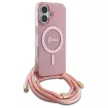 Guess GUHMP16SHCTSGNSP iPhone 16 6.1", tok, rózsaszín hardcase Crossbody Cord Script MagSafe