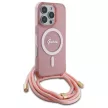Guess GUHMP16LHCTSGNSP iPhone 16 Pro, 6.3" tok, rózsaszín hardcase Crossbody Cord Script MagSafe