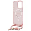Guess GUHMP16LHCTSGNSP iPhone 16 Pro, 6.3" tok, rózsaszín hardcase Crossbody Cord Script MagSafe