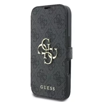   Guess GUBKP16S4GMGGR iPhone 16 6.1" oldalra nyíló tok, fekete4G Metal Logo