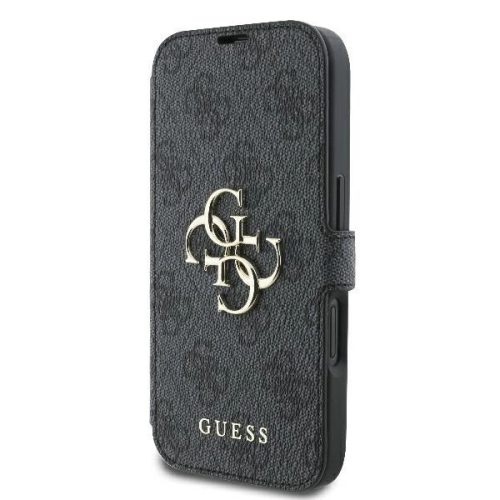 Guess GUBKP16S4GMGGR iPhone 16 6.1" oldalra nyíló tok, fekete4G Metal Logo