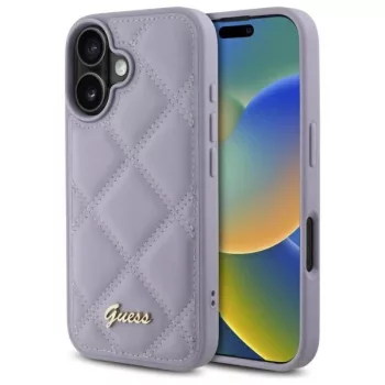   Guess GUHCP16SPSQSQSU iPhone 16 6.1" tok, lila hardcase Quiled Metal Logo