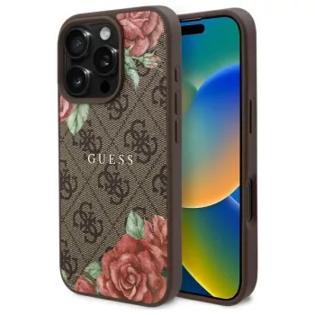   Guess GUHMP16LP4ROPEMCW iPhone 16 Pro 6.3" hardcase 4G Flowers Print MagSafe tok, barna