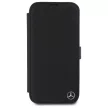 Mercedes MEBKP16S23RBGVK iPhone 16 6.1", tok, fekete oldalra nyíló tok Leather Wood Imitation
