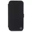 Mercedes MEBKP16X23RBGVK iPhone 16 Pro, Max 6.9" tok, fekete oldalra nyíló tok Leather Wood Imitation