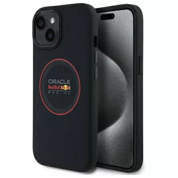   Red Bull RBHMP15S24PUILVR iPhone 15 6.1" Leather Case Red Ring MagSafe tok, sötétkék