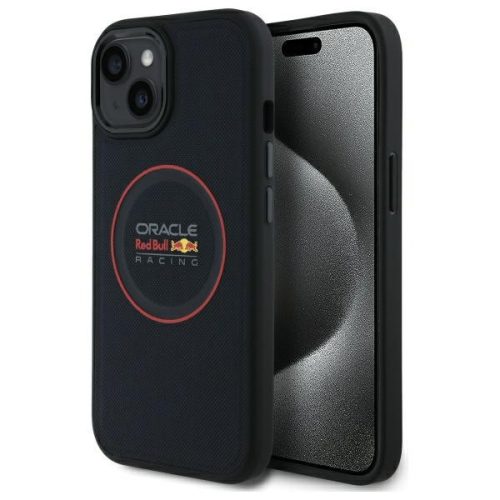 Red Bull RBHMP15S24PUILVR iPhone 15 6.1" Leather Case Red Ring MagSafe tok, sötétkék