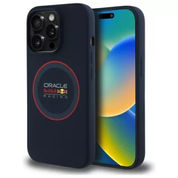   Red Bull RBHMP14L24SIILVR iPhone 14 Pro 6.1" hardcase tok, sötétkék Silicone tok, Red Ring MagSafe