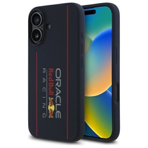 Red Bull IPHONE 16 MagSafe RBHMP16S24SIOLRV (Silicone Oversize Vertical Logo) tok, sötétkék