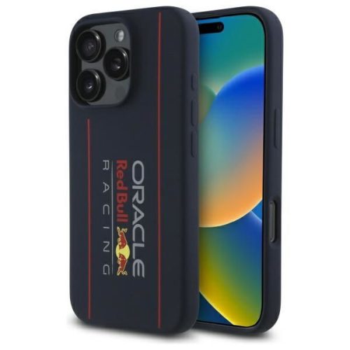 Red Bull IPHONE 16 Pro Max MagSafe RBHMP16X24SIOLRV (Silicone Oversize Vertical Logo) tok, sötétkék