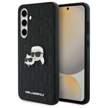   Karl Lagerfeld KLHCS24FEPGKLKCPK Samsung Galaxy S24 FE hardcase Monogram Karl&Chaoupette Head Pin tok, fekete