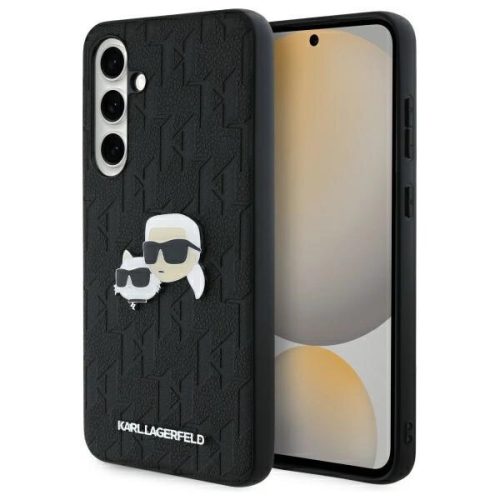 Karl Lagerfeld KLHCS24FEPGKLKCPK Samsung Galaxy S24 FE hardcase Monogram Karl&Chaoupette Head Pin tok, fekete