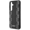 DKNY Leather Checkered Pattern MagSafe Samsung Galaxy S25 tok, fekete