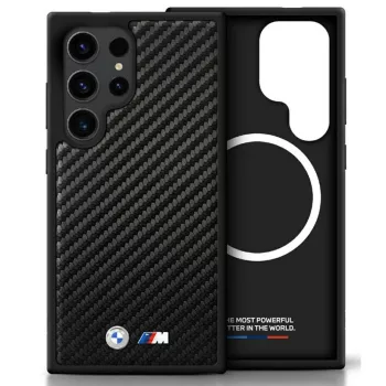   BMW Leather Carbon MagSafe Samsung Galaxy S25 Ultra tok, fekete