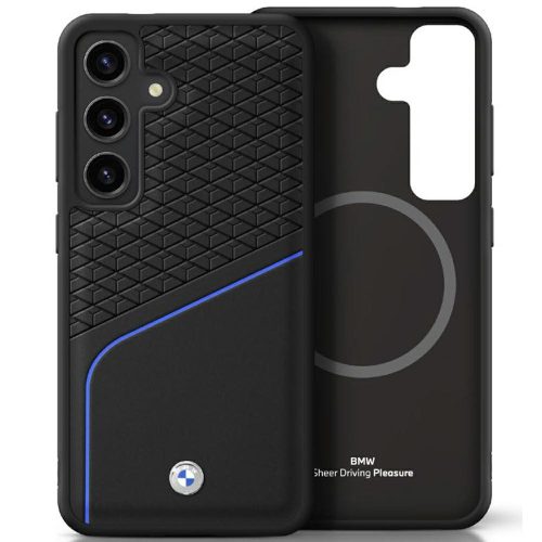BMW Leather Textured and Smooth MagSafe Samsung Galaxy S25 tok, fekete