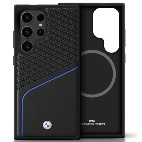 BMW Leather Textutok, piros and Smooth MagSafe Samsung Galaxy S25 Ultra tok, fekete