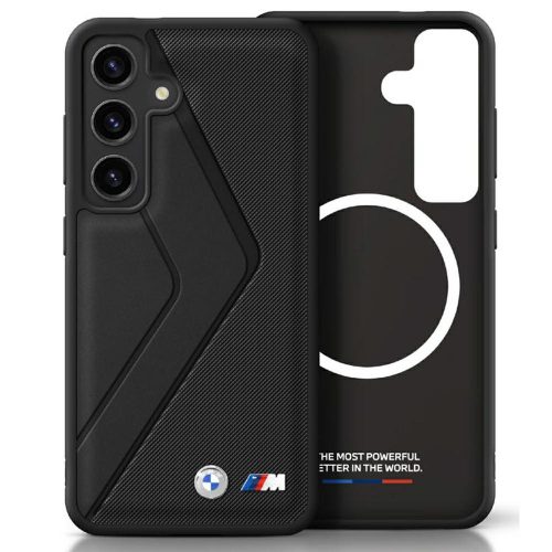 BMW Leather Oversized Stripes MagSafe Samsung Galaxy S25 tok, fekete