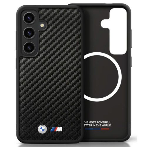 BMW Leather Carbon MagSafe Samsung Galaxy S25 tok, fekete
